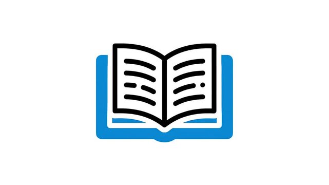 Open Blue Book Icon Animation Loop Graphic Education Knowledge