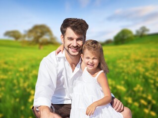 Obraz premium Father and little child have fun together