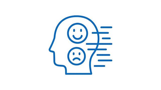 Mood Swings Concept Head With Happy Sad Faces Motion Graphic Loop