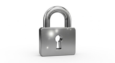 Naklejka premium Silver padlock with keyhole on white background