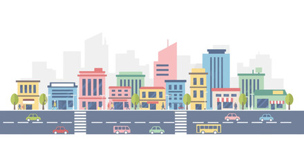 Obraz premium colorful cityscape with buildings and traffic