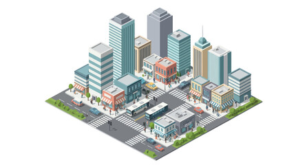 isometric cityscape with modern buildings and streets © Udin
