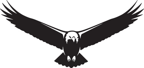 A striking black silhouette of an eagle with wings outstretched