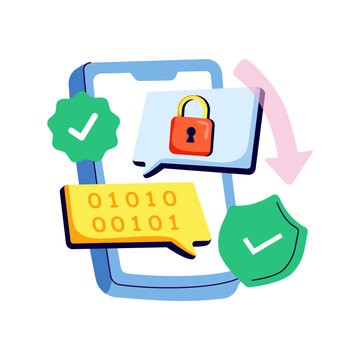 Conceptual flat design illustration of encrypted message