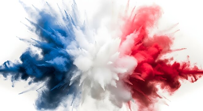 Memorial day tribute patriotic colors red white blue smoke explosion background