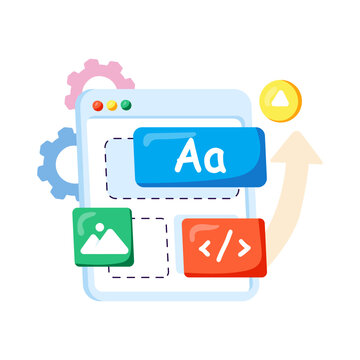A colored design illustration of web development 