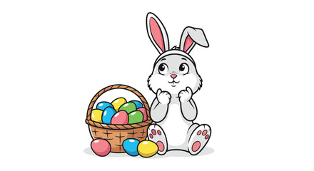 Easter Bunny with Basket of Eggs.