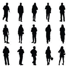 Vector collection set of individual people silhouettes.