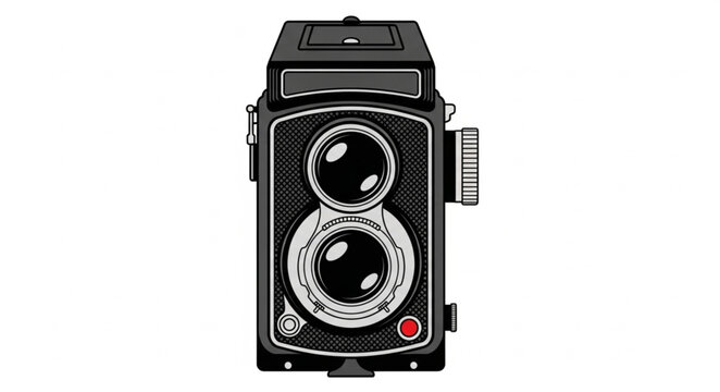 Vintage Twin Lens Reflex Camera Illustration.
