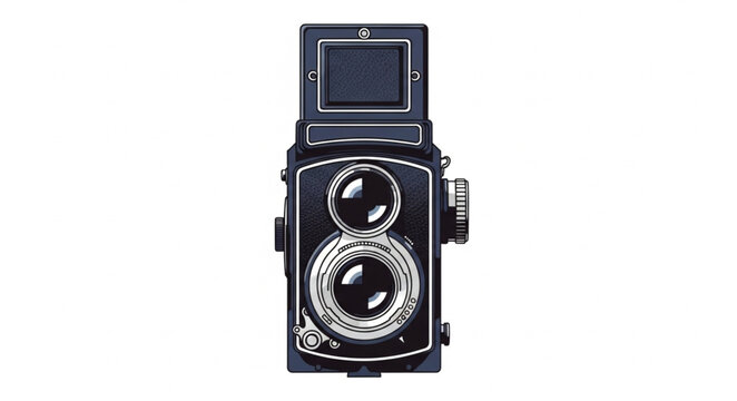 Vintage Twin Lens Reflex Camera Closeup.