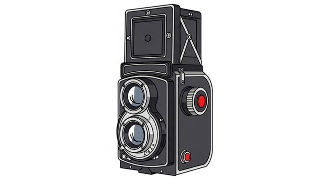 Vintage Twin Lens Reflex Camera Illustration.