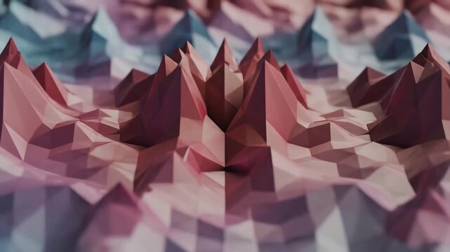Abstract Low Poly Mountain Landscape with Vibrant Gradient Colors.