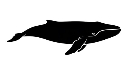 Fototapeta premium Black silhouette of a whale swimming.