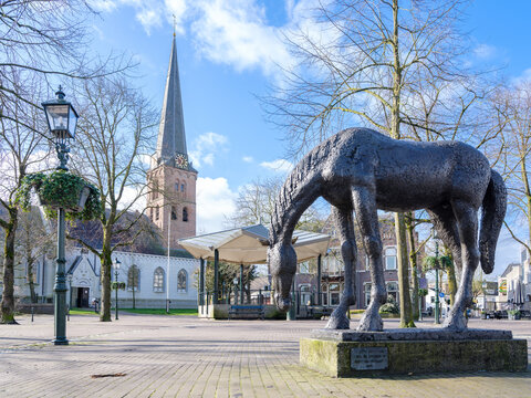 Statue The Bronze Horse - "Het bronzen paard" in Baarn, Utrecht province, The Netherlands