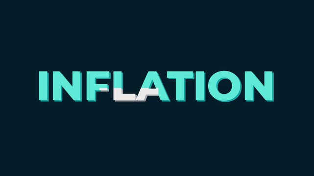 Inflation Text Typing With Glitch Effect, Economic Crisis Digital Typography Animation
