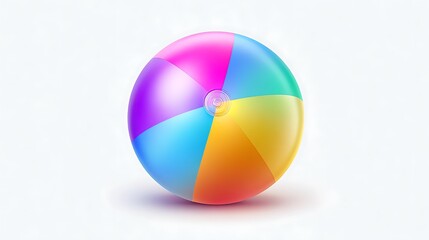 Obraz premium A colorful beach ball sits on a white background, ready for play.