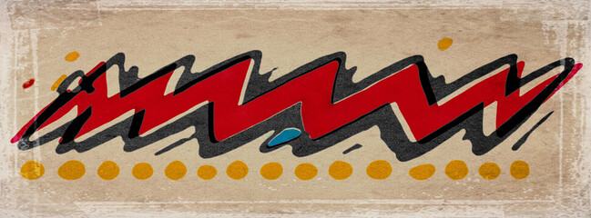 Red Abstract Scribble Lettering on Retro Paper