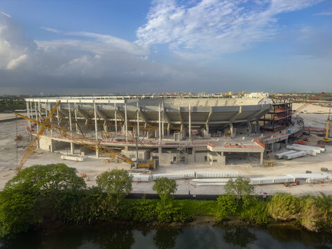 Miami, Florida, USA, June 29, 2025: Inter Miami's new stadium, called Miami Freedom Park, is a 25,000-seat soccer-specific venue under construction on the site of the former Melreese golf course.