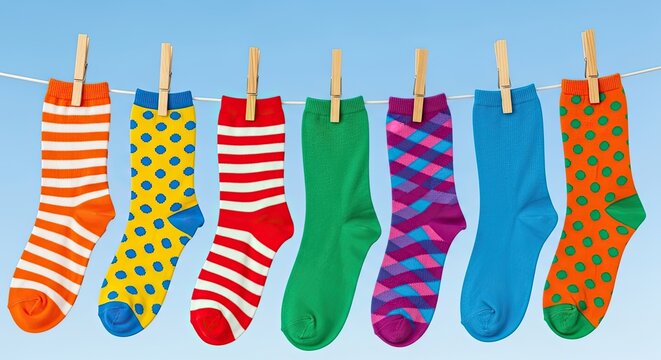 April fool's day socks prank colorful socks hanging on clothesline