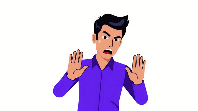 Pixel Art Man Stop Gesture Animation With White Background Simple Footage