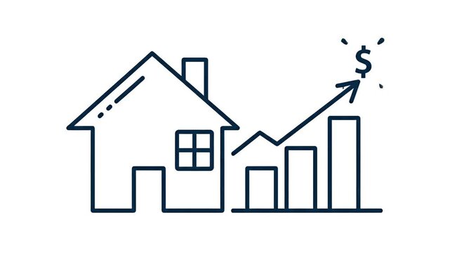 Real Estate Growth Animated Line Graph with House Icon