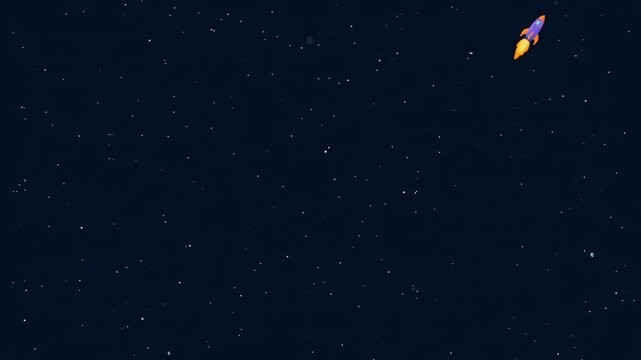 Pixel Art Rocket Launching Through Starry Night Sky Animation