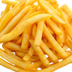 A close-up shot of a large pile of golden-brown, crispy french fries, ready to be eaten.