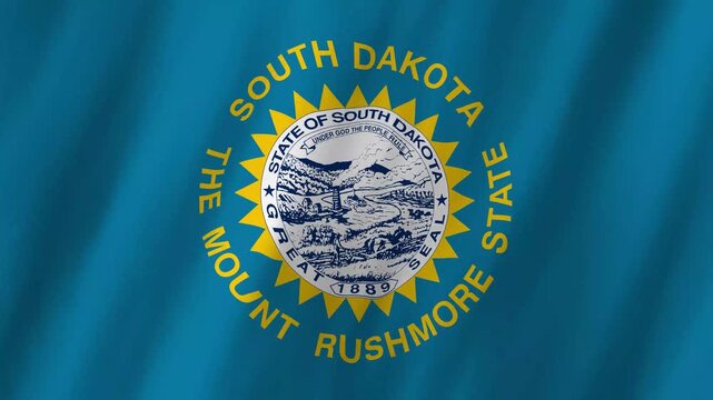 South Dakota State Flag Waving, Mount Rushmore State 4K Animation