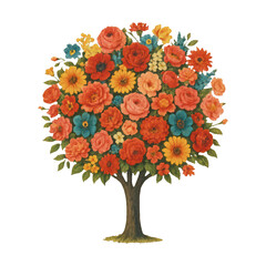 Naklejka premium PNG Vibrant floral tree illustration