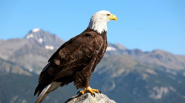 Close frontal portrait of wild bald eagle screaming in slow motion