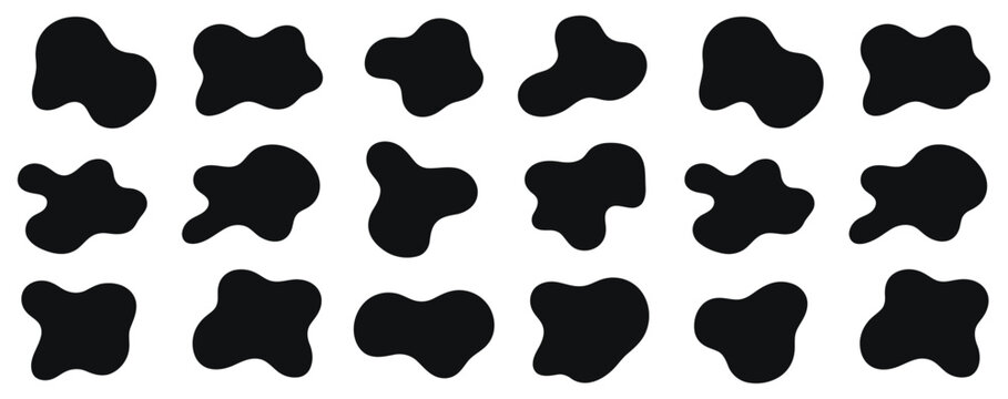 Blob shape organic vector illustration set, collection of abstract modern forms for design and paint, liquid silhouette drop shapes, and basic stain elements