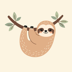 Fototapeta premium Sloth Hanging from Tree Branch