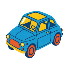 PNG Retro blue cartoon car illustration.
