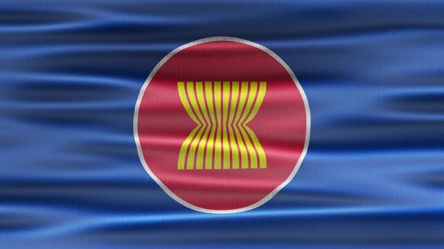 Asean flag waving in the wind with high quality fabric texture