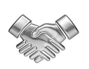 Obraz premium Silver Handshake Icon - Symbol of Agreement, Partnership, and Collaboration.
