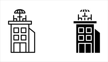 Fototapeta premium Rooftop deck linear icon set. Rooftop restaurant concept on white background