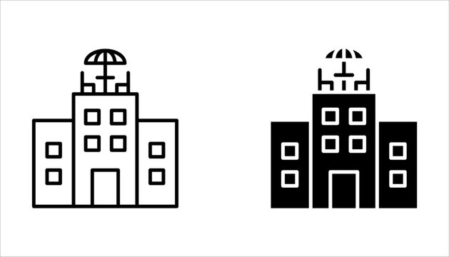 Rooftop deck linear icon set. Rooftop restaurant concept on white background