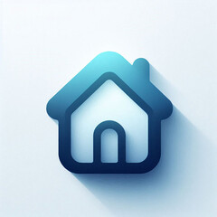 Minimalist home icon, modern UI design, clean vector style, rounded corners, soft shadow, blue gradient, centered on white background, flat design, high resolution, app icon style