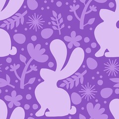 Fototapeta premium Easter eggs seamless rabbits pattern for fabrics and linens and kids clothes print and spring party accessories 