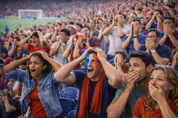 Obraz premium Generative AI sports fans reacting to team loss at stadium