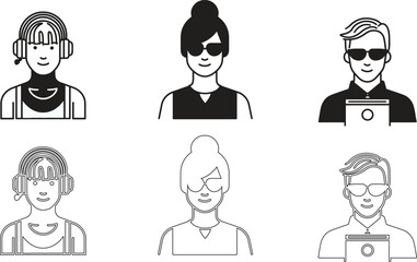 Minimalist Professional Avatar Collection Featuring Customer Support Agent and Tech Specialist Icons in High Resolution 4k Graphic Style
