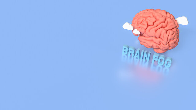 Brain Fog Concept with 3D Brain and Clouds.