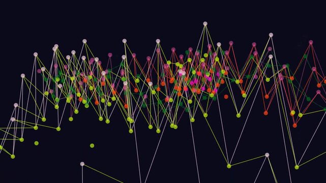 Colorful Network Lines and Dots Animation.