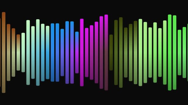 Colorful Sound Wave Animation on Black Background.