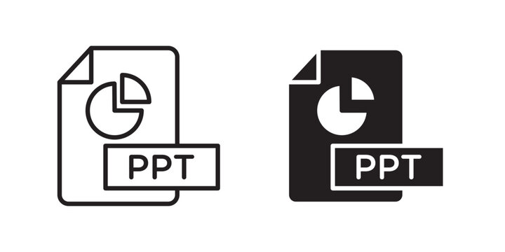 File PPT Icon for presentation slides business reports and office productivity use in UI UX websites apps and systems Vector illustration with stroke and fill on a white background.