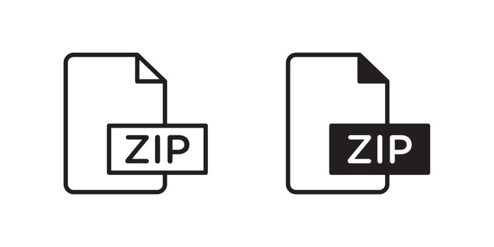 File Zip Icon for archive compression storage and file management use in UI UX websites apps and systems Vector illustration with stroke and fill on a white background.