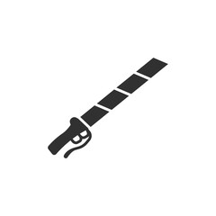 Naklejka premium Fantasy sword with decorated handle icon. Magical weapon blade. Monochrome black and white symbol
