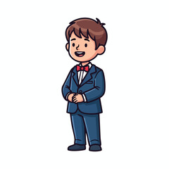 Obraz premium Confident Business Boy in Suit Showing Success and Leadership