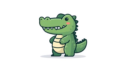 Fototapeta premium Cute Cartoon Alligator Character with Big Smile and Green Skin.