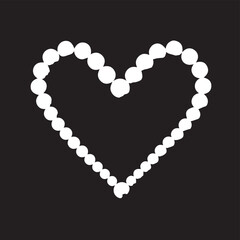 Dot Heart Illustration with White Beads Forming a Delicate Outline on Dark Background.